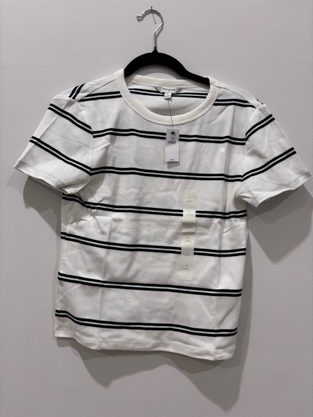 Banana Republic White Shirt with Black Horizontal Stripes